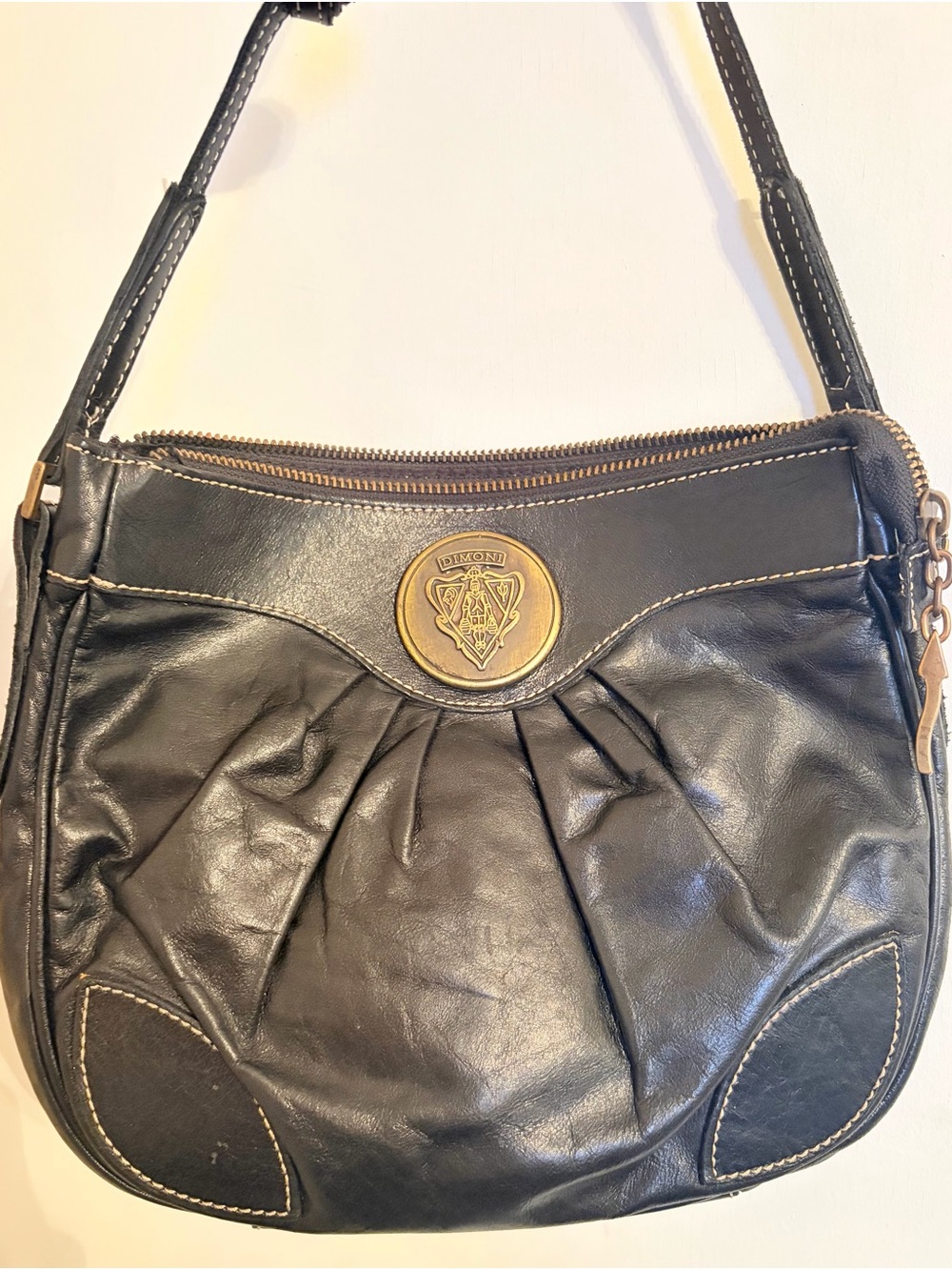 Dimoni Genuine Leather Crossbody Bag Black Made in Spain Vintage